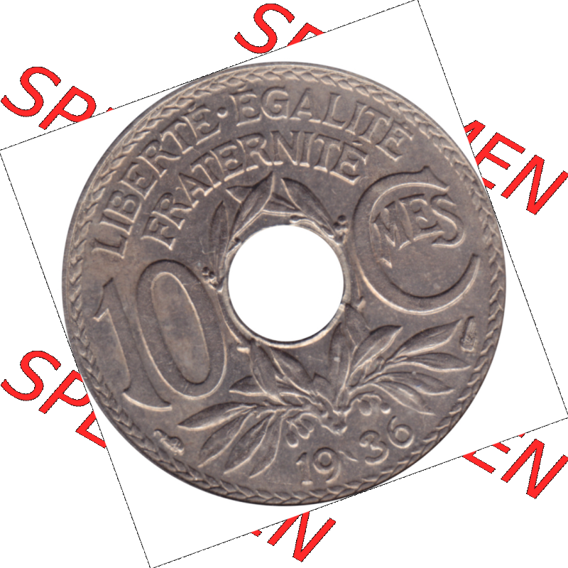 Münze Frankreich Umlaufmünzen Sammlung in PNG 1917-1938, 10 Centimes, Cent 1936-01 (5) - Digitales Münzen-Bildmaterial einer französischen Francs Münze aus... Sammlung