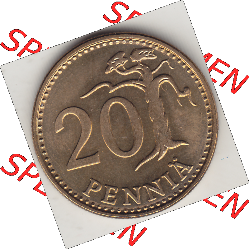 Münze Finnland / SUOMI Umlaufmünzen Sammlung in PNG 1963-1990, 20 Penny, 1978-1 (2) - Digital Münzen-Bildmaterial einer Münze aus Finnland in farbige mit einen... Sammlung