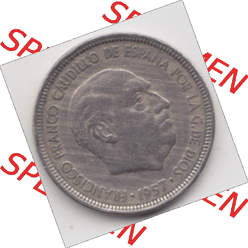 Münze Spanien / España Umlaufmünzen Sammlung in PNG 1957-1957, 5 Peseten (2) - Digitales Münzen-Bildmaterial einer spanischen Münze aus Spanien in farbige... Sammlung