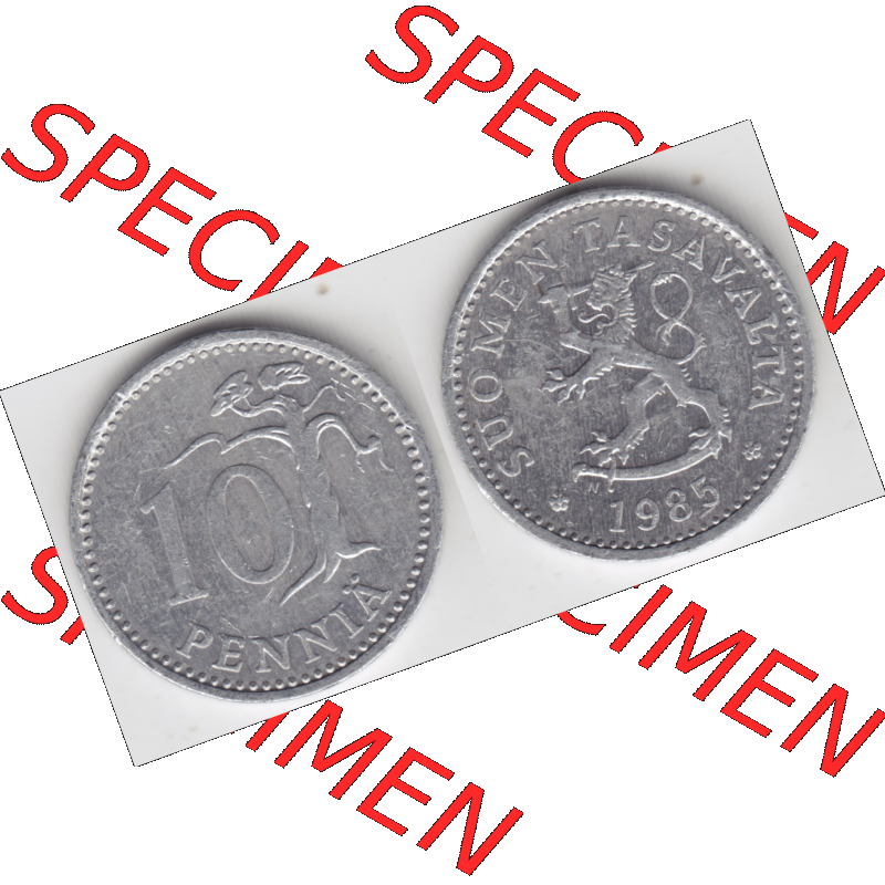 Münze Finnland / SUOMI Umlaufmünzen Sammlung in PNG 1983-1990, 10 Penniä 1985 (3) - Digital Münzen-Bildmaterial einer Münze aus Finnland in farbige mit einen... Sammlung