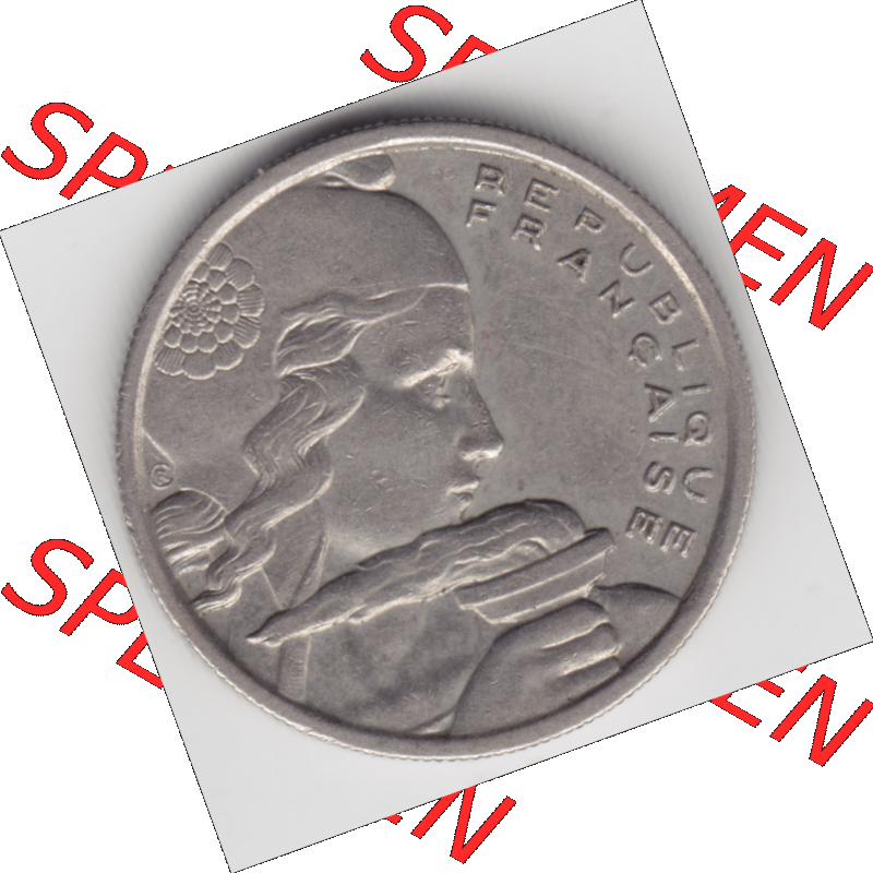 Münze Frankreich Umlaufmünzen Sammlung in PNG 1954-1958; 100 Francs, Franken Typ I. 1955 (2) - Digitales Münzen-Bildmaterial einer französischen Francs Münze... Sammlung