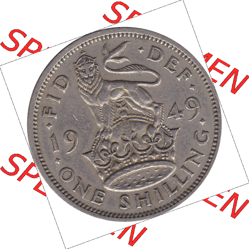 Münzen Großbritannien Umlaufmünzen Sammlung in PNG 1947-1948, 1 One Schilling - One Shilling, 1948-09 Sitzender gekrönter Löwe auf Krone (6) - Digitales... Sammlung