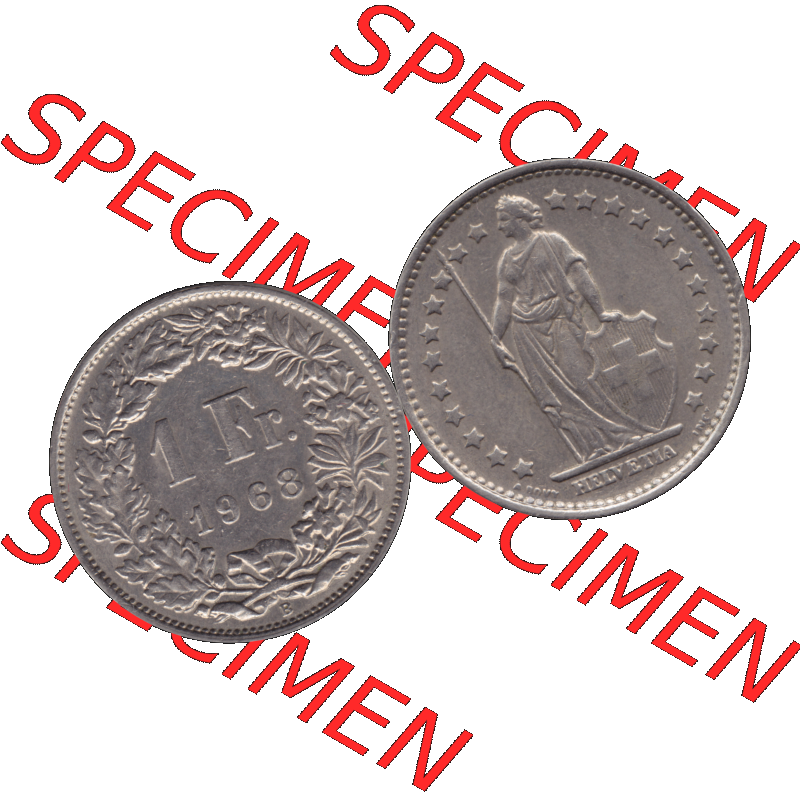 Alte Münze Schweiz in original Farbgebung vom Scanner transparenten PNG 1968-1982, 1 Franken B 1968-01 (15). Digitales Münzen-Bildmaterial der 1/Ein Franken Münze... Sammlung