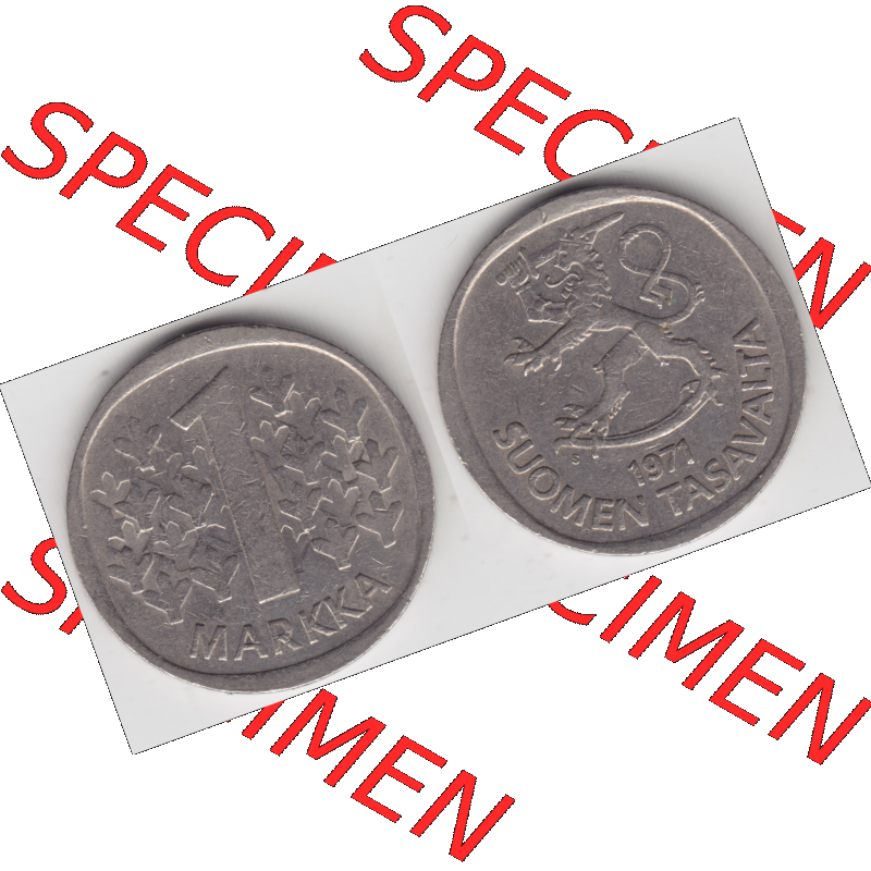 Münze Finnland / SUOMI Umlaufmünzen Sammlung in PNG 1969-1993, 1 Markka 1971 (3) - Digital Münzen-Bildmaterial einer Münze aus Finnland in farbige mit einen Scanner... Sammlung