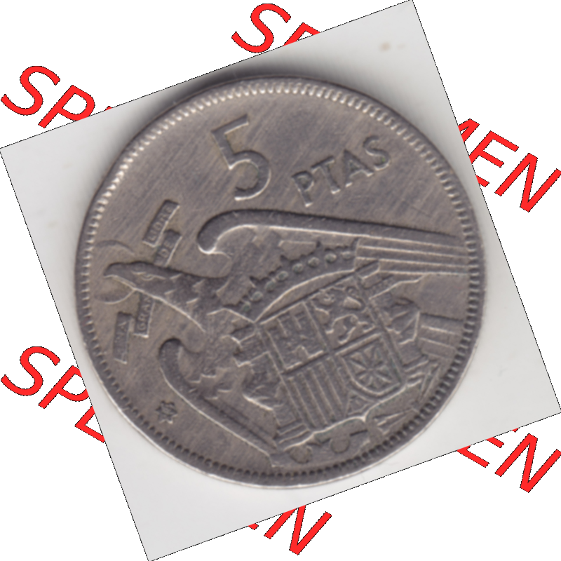 Münze Spanien / España Umlaufmünzen Sammlung in PNG 1957-1957, 5 Peseten 19xx (1) - Digitales Münzen-Bildmaterial einer spanischen Münze aus Spanien in farbige... Sammlung