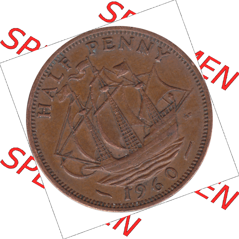 Münzen Großbritannien Umlaufmünzen Sammlung in PNG 1954-1970, Half Penny, Halber Pence 1960-01, Elisabeth II. (6) - Digitales Münzen-Bildmaterial... Sammlung