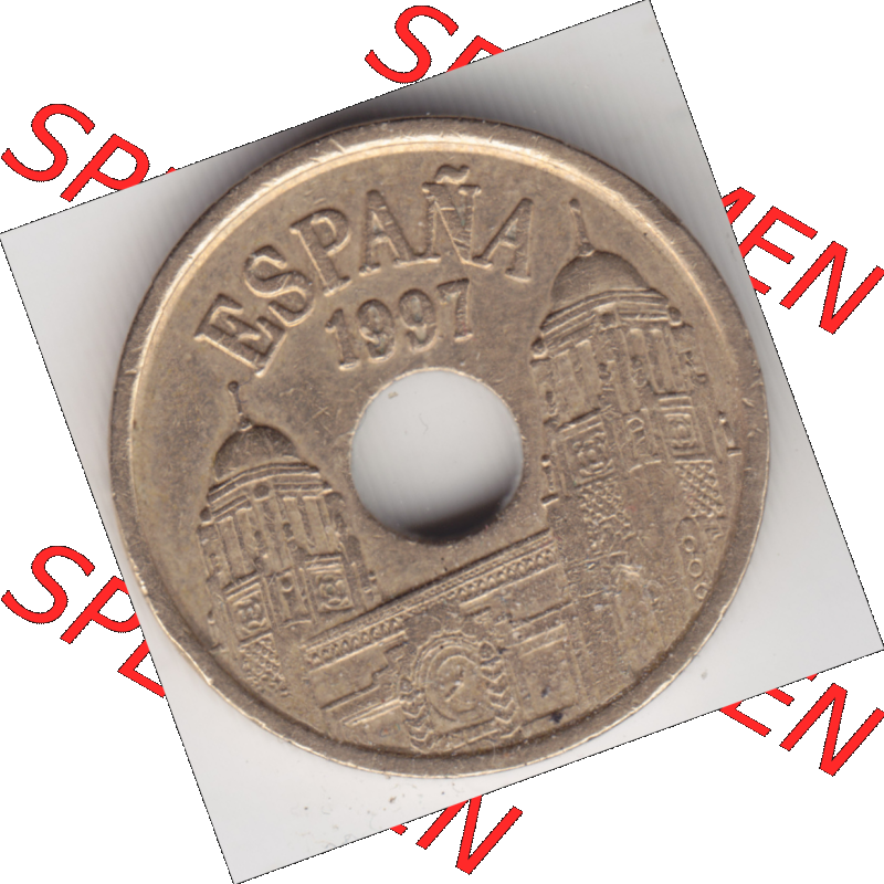 Münze Spanien / España Umlaufmünzen Sammlung in PNG 1997-1997, 25 PTAS - Peseten (2) - Digitales Münzen-Bildmaterial einer spanischen Münze aus Spanien in... Sammlung