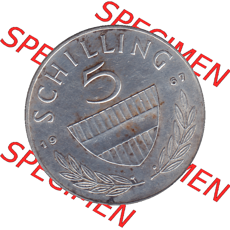 Alte Münze 5 / Fünf Schilling Österreich in original Farbgebung von Scanner transparenten PNG 1960-1968, 5 Fünf Schilling 1967-01, 5,20 Gramm 640er Silber,... Sammlung