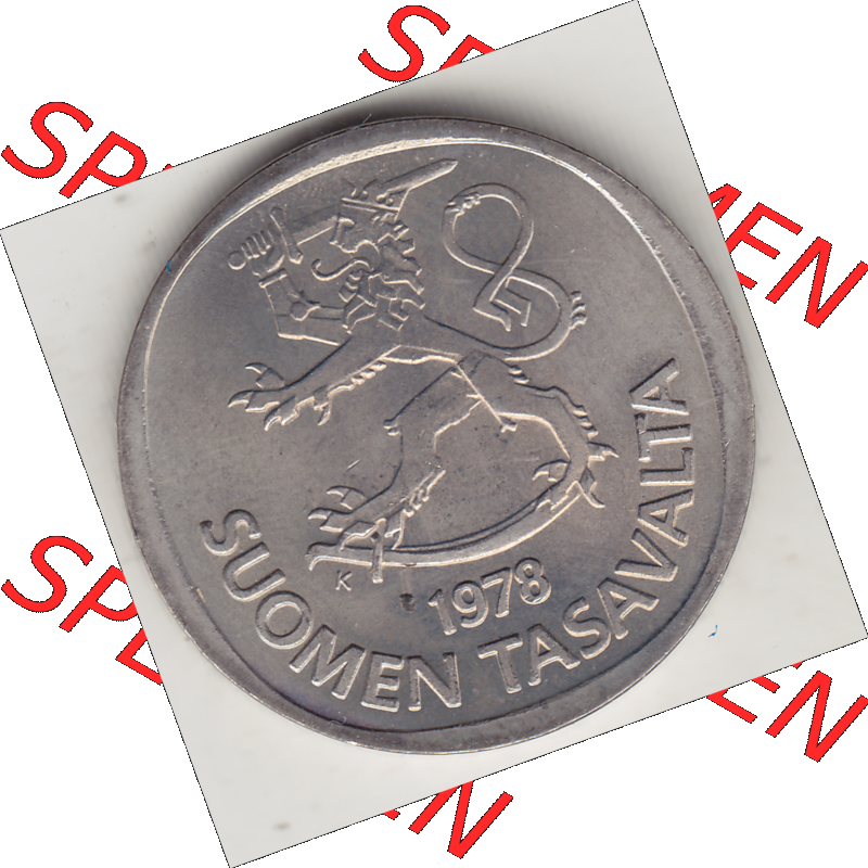 Münze Finnland / SUOMI Umlaufmünzen Sammlung in PNG 1969-1993, 1 finnische Mark, Markka 1978-1 (1) - Digital Münzen-Bildmaterial einer Münze aus Finnland in... Sammlung