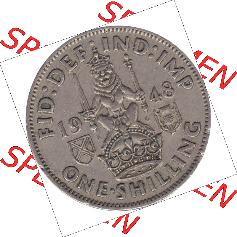 Münzen Großbritannien Umlaufmünzen Sammlung in PNG 1947-1948, 1 One Schilling - One Shilling, 1948-10 Sitzender gekrönter Löwe auf Krone (6) - Digitales... Sammlung