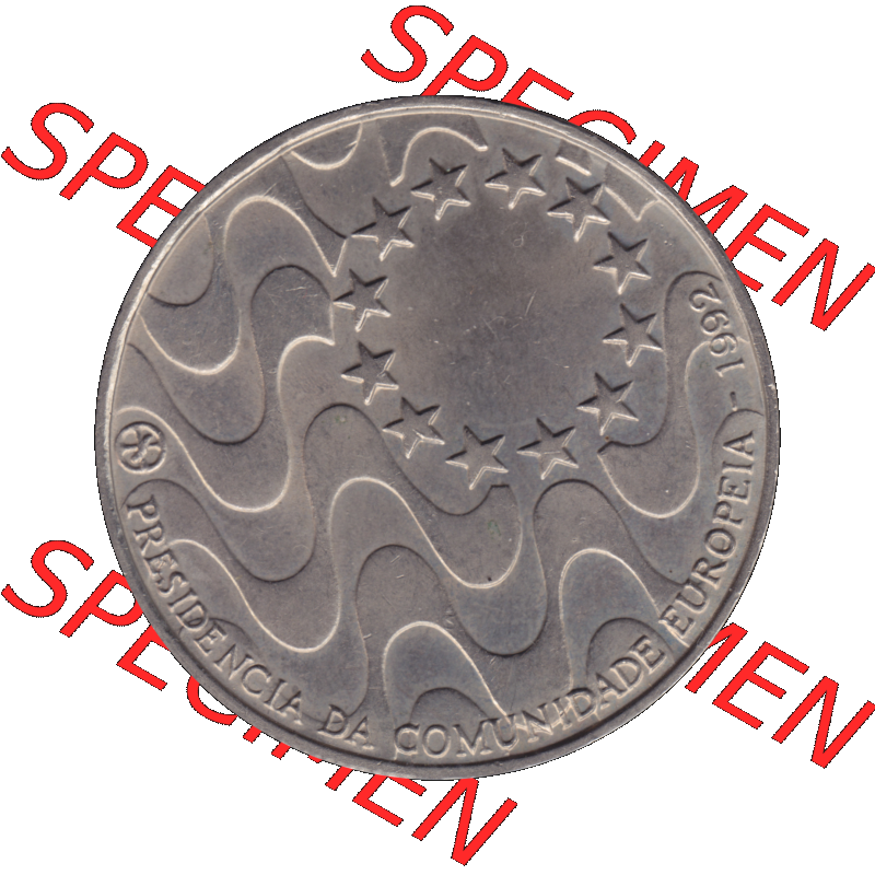 Alte Gedenkmünze aus Portugal als PNG-Grafik 1992, 200 Escudos, Presidencia da Comunidade Europeia. Rückseite der portugiesischen 200 Escudos Gedenkmünze aus Portugal... Sammlung