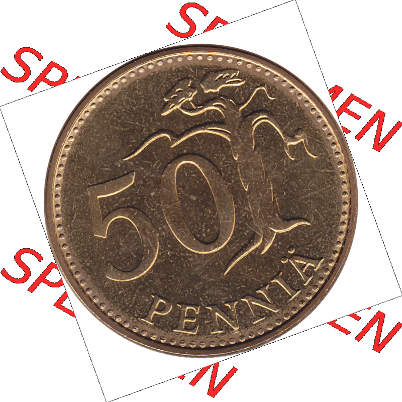 Münze Finnland / SUOMI Umlaufmünzen Sammlung in PNG 1963-1990, 50 Penny Penniä 1985-01, SUOMEN TASAVALTA (6) - Digital Münzen-Bildmaterial einer Münze... Sammlung