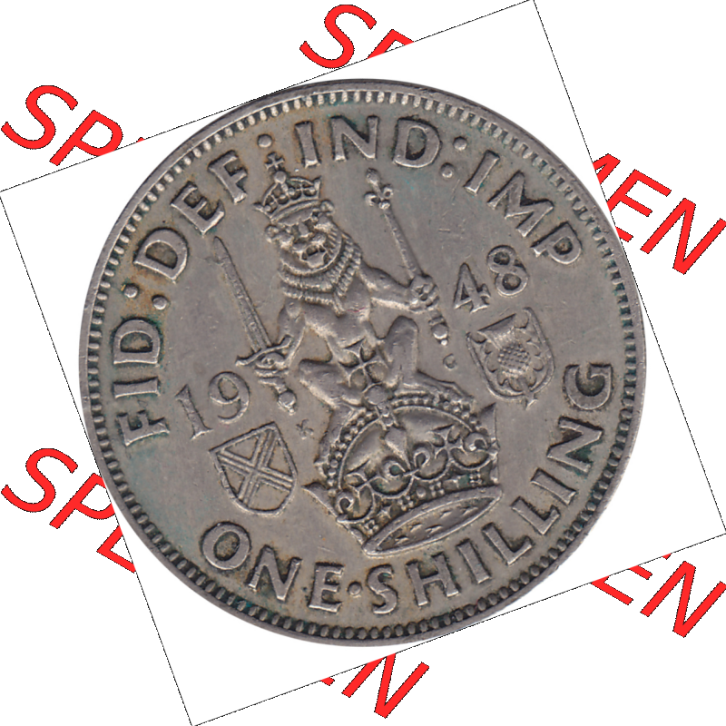 Münzen Großbritannien Umlaufmünzen Sammlung in PNG 1947-1948, 1 One Schilling - One Shilling, 1948-03 Sitzender gekrönter Löwe auf Krone (6) - Digitales... Sammlung