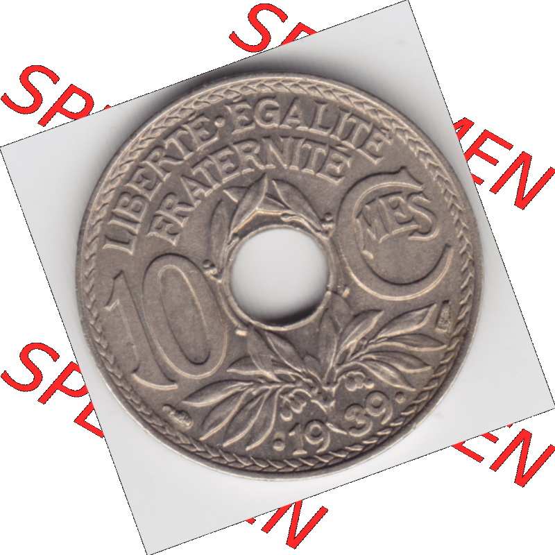 Münze Frankreich Umlaufmünzen Sammlung in PNG 1938-1939, 10 Centimes, Cent 1939 (1) - Digitales Münzen-Bildmaterial einer französischen Francs Münze aus Frankreich... Sammlung