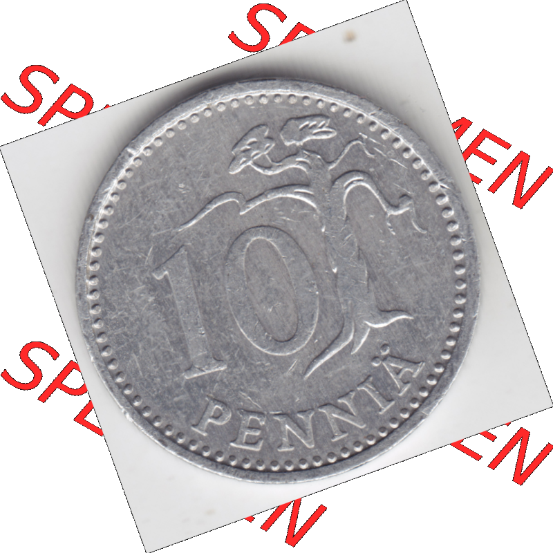 Münze Finnland / SUOMI Umlaufmünzen Sammlung in PNG 1983-1990, 10 Penniä (1) - Digital Münzen-Bildmaterial einer Münze aus Finnland in farbige mit einen Scanner... Sammlung