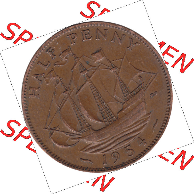 Münzen Großbritannien Umlaufmünzen Sammlung in PNG 1954-1970, Half Penny, Halber Pence 1954-02, Elisabeth II. (6) - Digitales Münzen-Bildmaterial... Sammlung