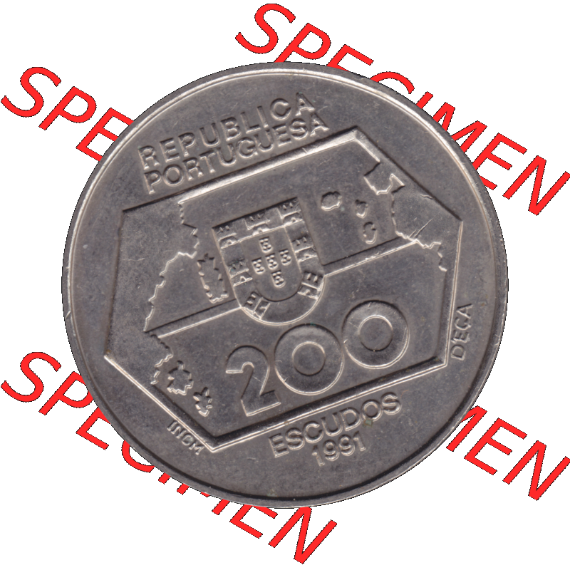 Alte Gedenkmünze aus Portugal als PNG-Grafik 1992, 200 Escudos, Navegagoes Para Ocidente 1452-1486. Vorderseite der 200 Escudo Gedenkmünze aus Portugal vor Einführung... Sammlung