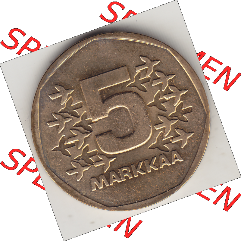 Münze Finnland / SUOMI Umlaufmünzen Sammlung in PNG 1972-1978, 5 finnische Mark, Markkaa, 1978-1 (2) - Digital Münzen-Bildmaterial einer Münze aus Finnland... Sammlung