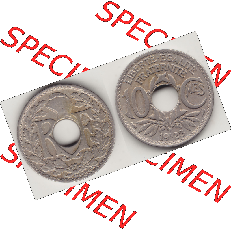 Münze Frankreich Umlaufmünzen Sammlung in PNG 1917-1938, 10 Centimes - Cmes 1923 (3) - Digitales Münzen-Bildmaterial einer französischen Francs Münze aus Frankreich... Sammlung