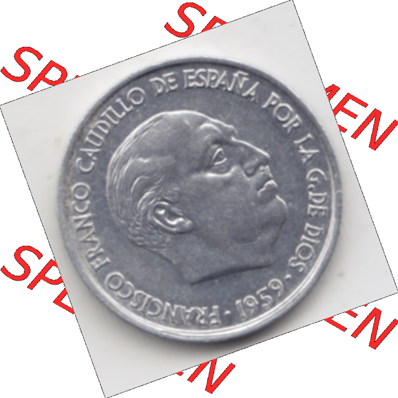 Münze Spanien / España Umlaufmünzen Sammlung in PNG 1959-1959, 10 Centimos (2) - Digitales Münzen-Bildmaterial einer spanischen Münze aus Spanien in farbige... Sammlung