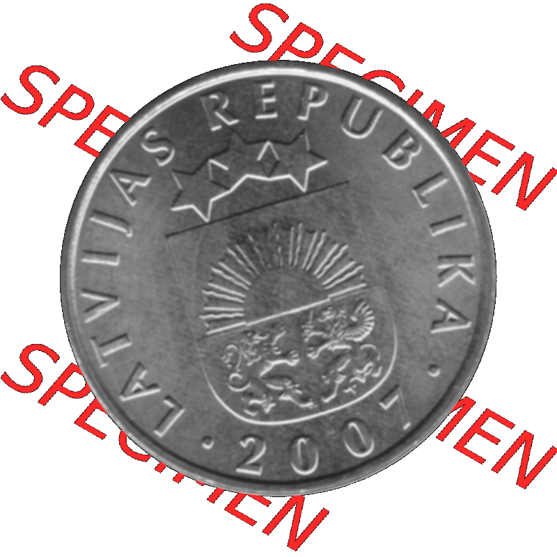 Alte Münze Lettland Umlaufmünze 1992-2009, 20 Santimu 2007-01, VS Staatswappen, RS. Wert-Zahl Graustufen. Vorderseite in Graustufen der Münze aus Lettland... Sammlung