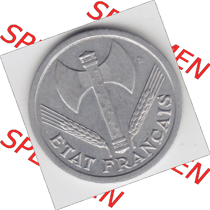 Münze Frankreich Umlaufmünzen Sammlung in PNG 1943-1944, 2 Francs, Franken 1943 (2) - Digitales Münzen-Bildmaterial einer französischen Francs Münze aus Frankreich... Sammlung