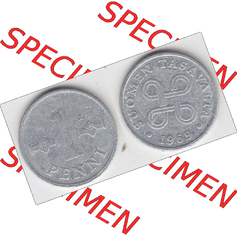 Münze Finnland / SUOMI Umlaufmünzen Sammlung in PNG 1969-1979, 1 Penni (3) - Digital Münzen-Bildmaterial einer Münze aus Finnland in farbige mit einen Scanner erstellten... Sammlung