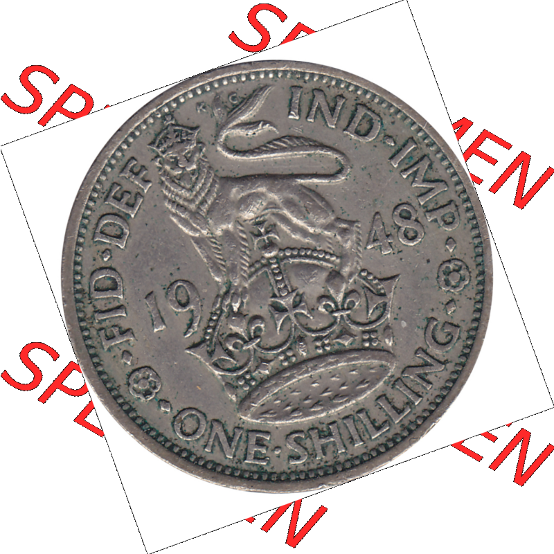 Münzen Großbritannien Umlaufmünzen Sammlung in PNG 1947-1948, 1 One Schilling - One Shilling, 1948-05 Stehender gekrönter Löwe auf Krone (6) - Digitales... Sammlung