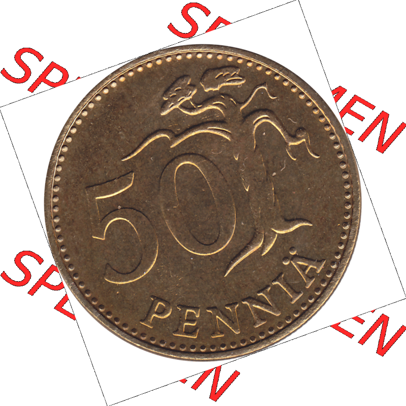 Münze Finnland / SUOMI Umlaufmünzen Sammlung in PNG 1963-1990, 50 Penny Penniä 1976-1, SUOMEN TASAVALTA (6) - Digital Münzen-Bildmaterial einer Münze... Sammlung