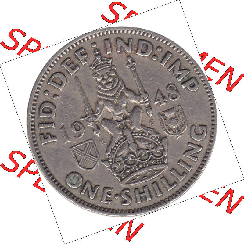 Münzen Großbritannien Umlaufmünzen Sammlung in PNG 1947-1948, 1 One Schilling - One Shilling, 1948-02 Sitzender gekrönter Löwe auf Krone (6) - Digitales... Sammlung
