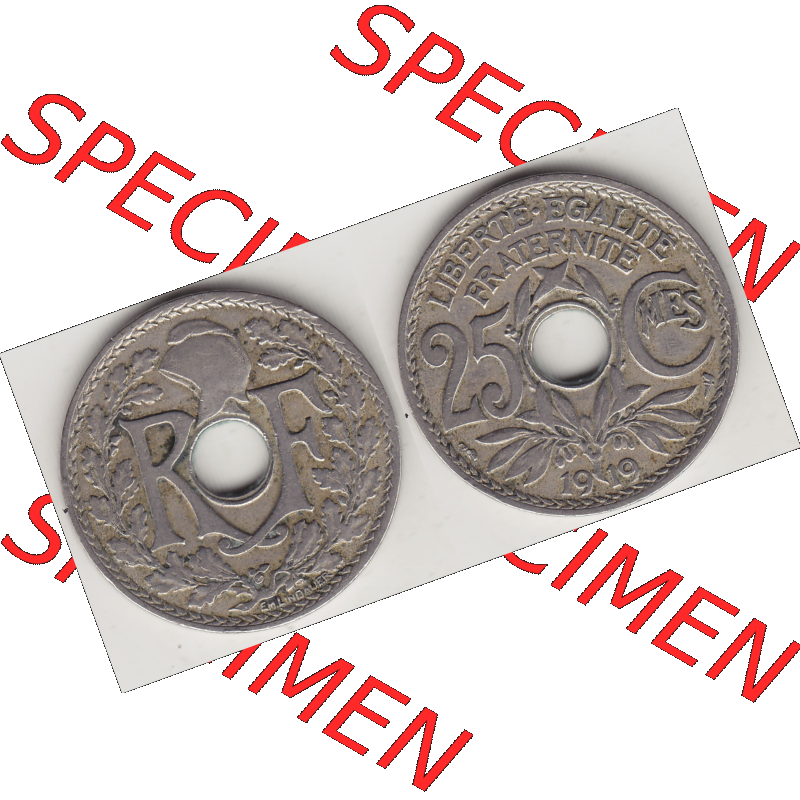Münze Frankreich Umlaufmünzen Sammlung in PNG 1917-1937, 25 Cmes, Centimes 1919-1 LIBERTE EGALITE FRATERNITE (3) - Digitales Münzen-Bildmaterial einer französischen... Sammlung