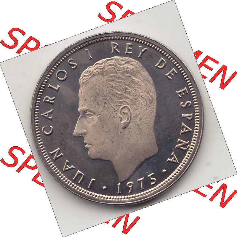 Münze Spanien / España Umlaufmünzen Sammlung in PNG 1975-1975, 5 Peseten 1975-1, JUAN CARLOS I REY DE ESPAÑA (1) - Digitales Münzen-Bildmaterial einer... Sammlung