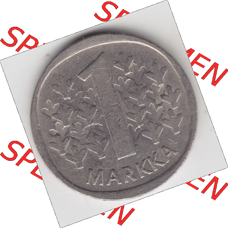 Münze Finnland / SUOMI Umlaufmünzen Sammlung in PNG 1969-1993, 1 Markka (1) - Digital Münzen-Bildmaterial einer Münze aus Finnland in farbige mit einen Scanner erstellten... Sammlung