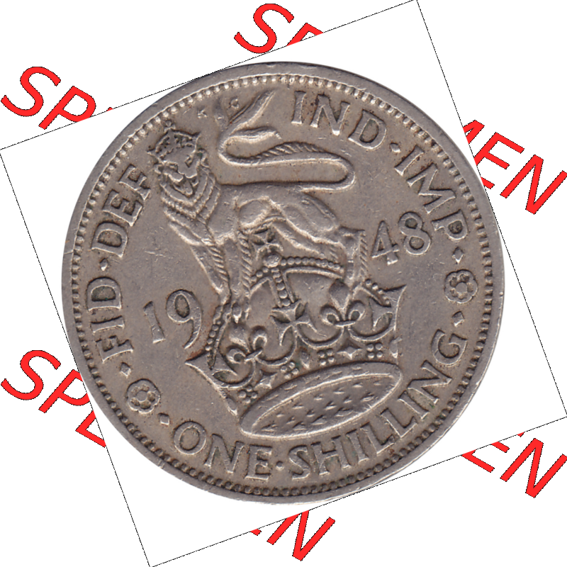 Münzen Großbritannien Umlaufmünzen Sammlung in PNG 1947-1948, 1 One Schilling - One Shilling, 1948-08 Stehender gekrönter Löwe auf Krone (6) - Digitales... Sammlung