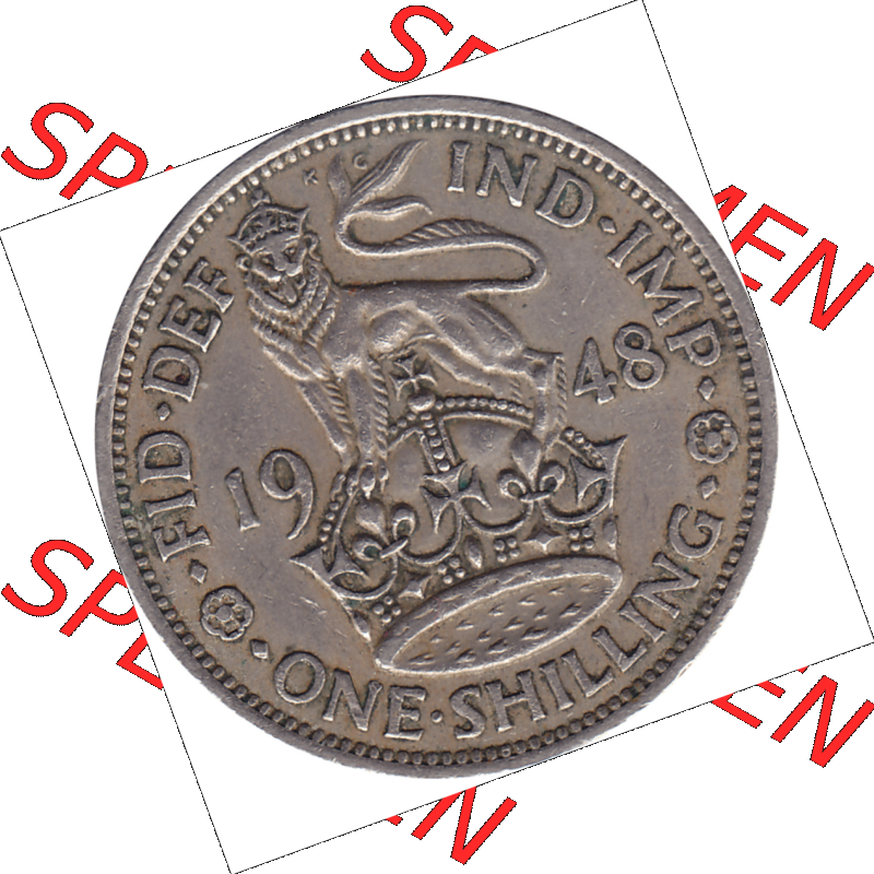 Münzen Großbritannien Umlaufmünzen Sammlung in PNG 1947-1948, 1 One Schilling - One Shilling, 1948-07 Stehender gekrönter Löwe auf Krone (6) - Digitales... Sammlung
