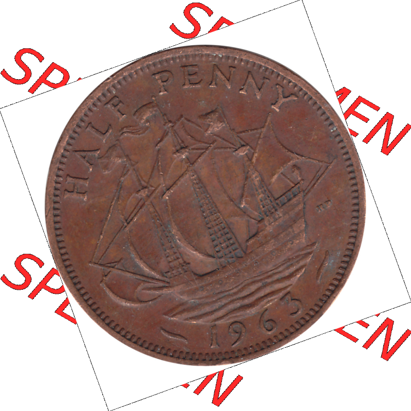 Münzen Großbritannien Umlaufmünzen Sammlung in PNG 1954-1970, Half Penny, Halber Pence 1963-01, Elisabeth II. (6) - Digitales Münzen-Bildmaterial... Sammlung