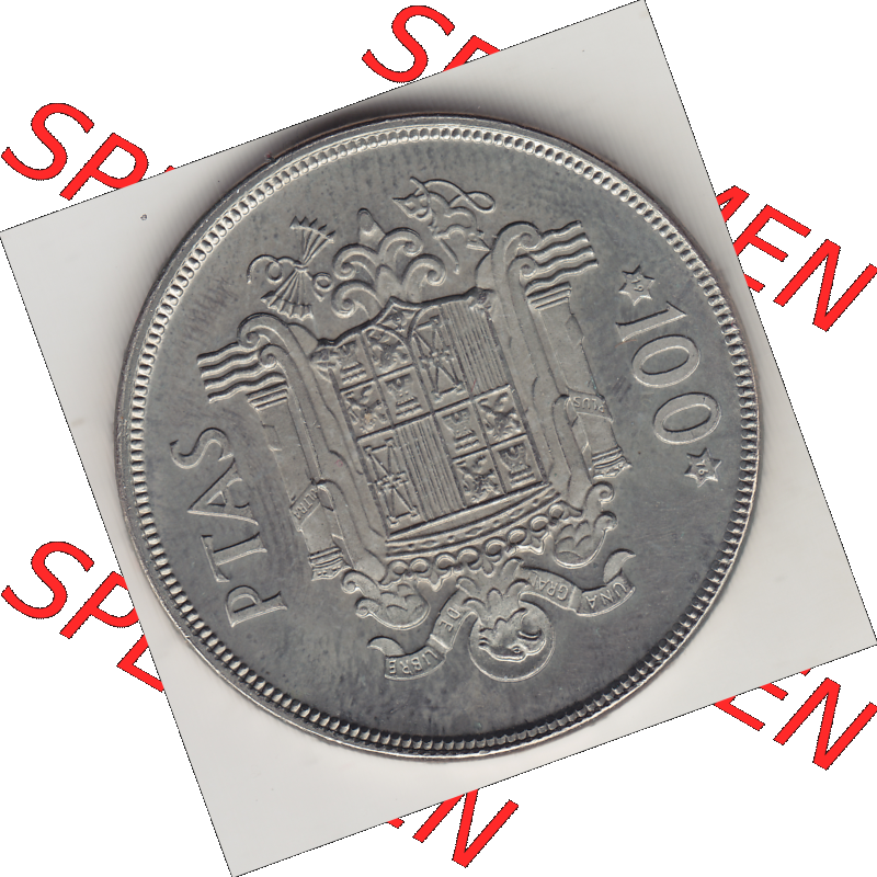 Münze Spanien / España Umlaufmünzen Sammlung in PNG 1975-1975, 100 Peseten 1975-1, JUAN CARLOS I REY DE ESPAÑA (2) - Digitales Münzen-Bildmaterial... Sammlung