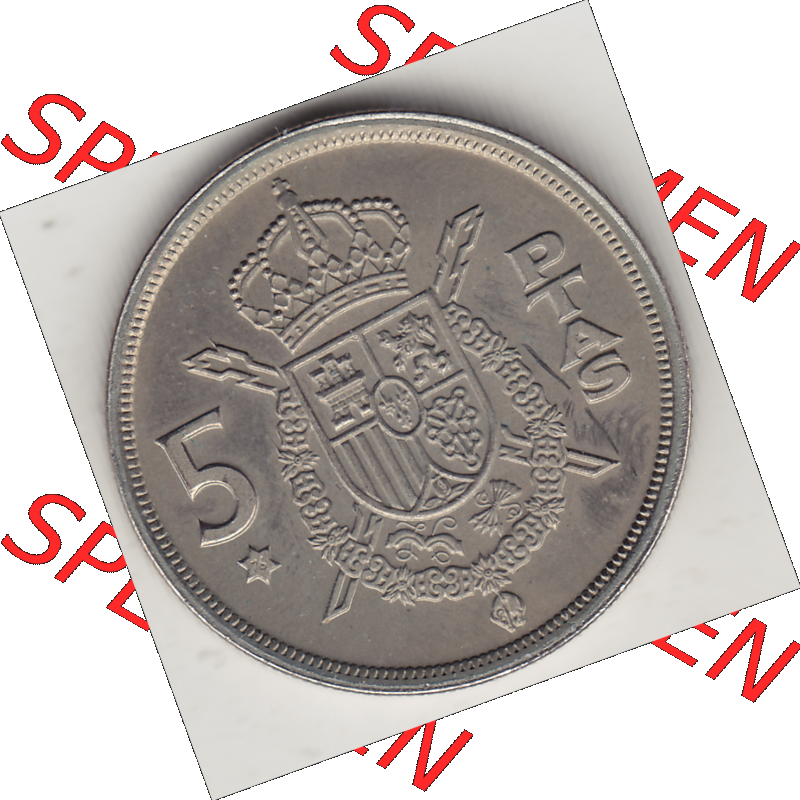Münze Spanien / España Umlaufmünzen Sammlung in PNG 1975-1975, 5 Peseten 1975-1, JUAN CARLOS I REY DE ESPAÑA (2) - Digitales Münzen-Bildmaterial einer... Sammlung
