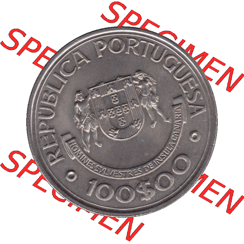 Alte Gedenkmünze aus Portugal als PNG-Grafik 1989, 100 Escudos, Ilhas Canarias. Vorderseite der Gedenkmünze aus Portugal zum katalogisieren im Münzen-Katalog und der Verwaltung... Sammlung