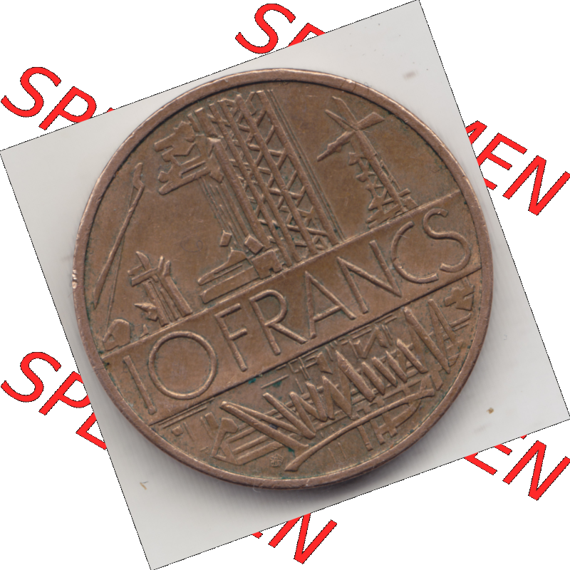 Münze Frankreich Umlaufmünzen Sammlung in PNG 1974-1987, 10 Franken-Francs 1984 (1) - Digitales Münzen-Bildmaterial einer französischen Francs Münze aus Frankreich... Sammlung