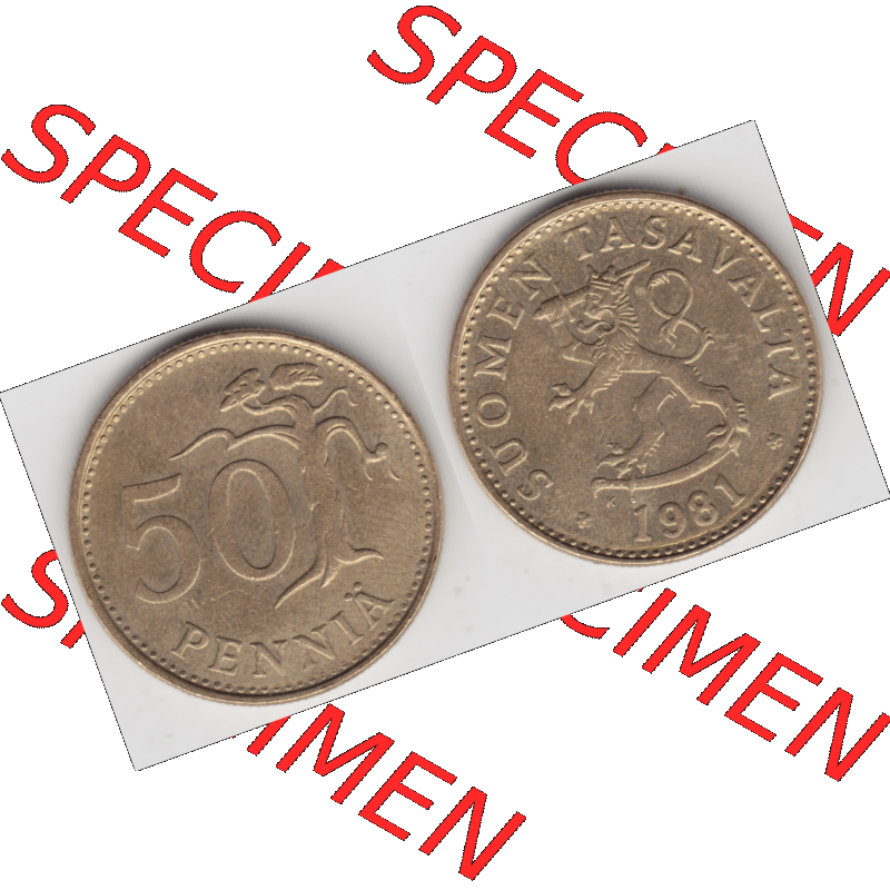 Münze Finnland / SUOMI Umlaufmünzen Sammlung in PNG 1963-1990, 50 Penniä (3) - Digital Münzen-Bildmaterial einer Münze aus Finnland in farbige mit einen Scanner... Sammlung