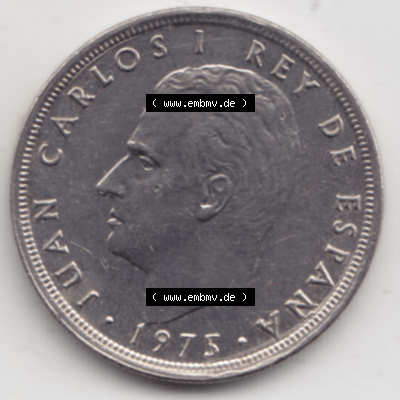 Münze Spanien / España Umlaufmünzen Sammlung in PNG 1975-1975, 5 Peseten (2) - Digitales Münzen-Bildmaterial einer spanischen Münze aus Spanien in farbige... Sammlung
