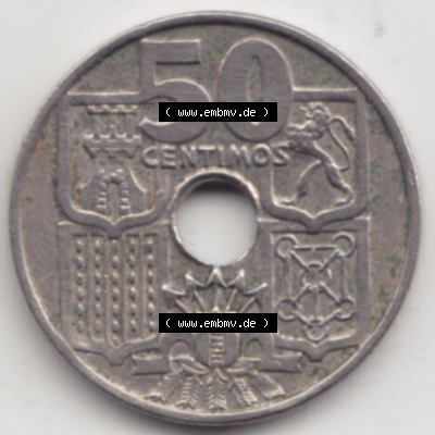 Münze Spanien / España Umlaufmünzen Sammlung in PNG 1949-1963, 50 Centimos 1963 (1) - Digitales Münzen-Bildmaterial einer spanischen Münze aus Spanien in... Sammlung