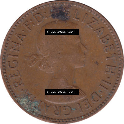 Münzen Großbritannien Umlaufmünzen Sammlung in PNG 1954-1970, Half Penny, Halber Pence 1957-02, Elisabeth II. (5) - Digitales Münzen-Bildmaterial... Sammlung