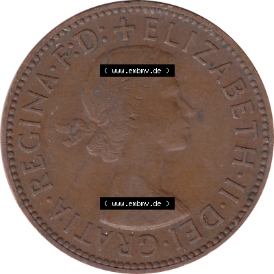 Münzen Großbritannien Umlaufmünzen Sammlung in PNG 1954-1970, Half Penny, Halber Pence 1954-01, Elisabeth II. (5) - Digitales Münzen-Bildmaterial... Sammlung