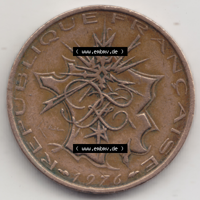 Münze Frankreich Umlaufmünzen Sammlung in PNG 1974-1987, 10 Franken-Francs 1976 (2) - Digitales Münzen-Bildmaterial einer französischen Francs Münze aus Frankreich... Sammlung