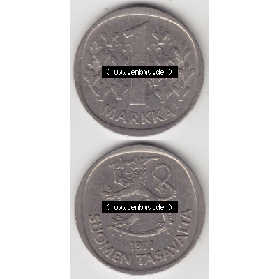 Münze Finnland / SUOMI Umlaufmünzen Sammlung in PNG 1969-1993, 1 Markka 1971 (4) - Digital Münzen-Bildmaterial einer Münze aus Finnland in farbige mit einen Scanner... Sammlung