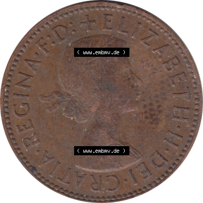 Münzen Großbritannien Umlaufmünzen Sammlung in PNG 1954-1970, Half Penny, Halber Pence 1959-01, Elisabeth II. (5) - Digitales Münzen-Bildmaterial... Sammlung