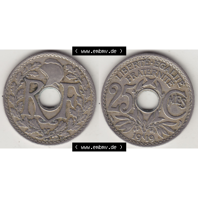 Münze Frankreich Umlaufmünzen Sammlung in PNG 1917-1937, 25 Cmes, Centimes 1919-1 LIBERTE EGALITE FRATERNITE (3) - Digitales Münzen-Bildmaterial einer französischen... Sammlung
