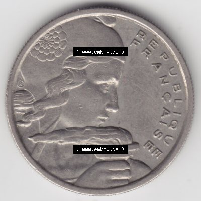 Münze Frankreich Umlaufmünzen Sammlung in PNG 1954-1958; 100 Francs, Franken Typ I. 1955 (2) - Digitales Münzen-Bildmaterial einer französischen Francs Münze... Sammlung